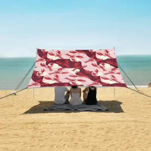 Retro Lobster Pattern with Spots Beach Camping Tent Sun Shelter for Whole Family, Beach Shade Canopy with UPF50  UV Protection,Easy Set Up and Carry,Outdoor Shade for Trips, Fishing, Backyard F