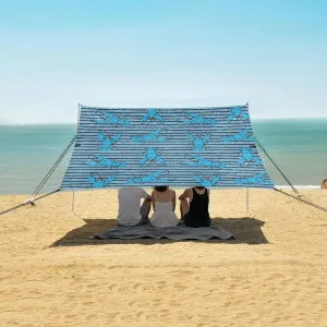 River Blue Crayfish Back Lines Beach Canopy Tent Anti-UV & Wind Resistant, Camping Sun Shelter Easy Setup Portable,Outdoor Shade Tents with Sandbags,Sand Shovels,Ground Pegs & Stability Poles