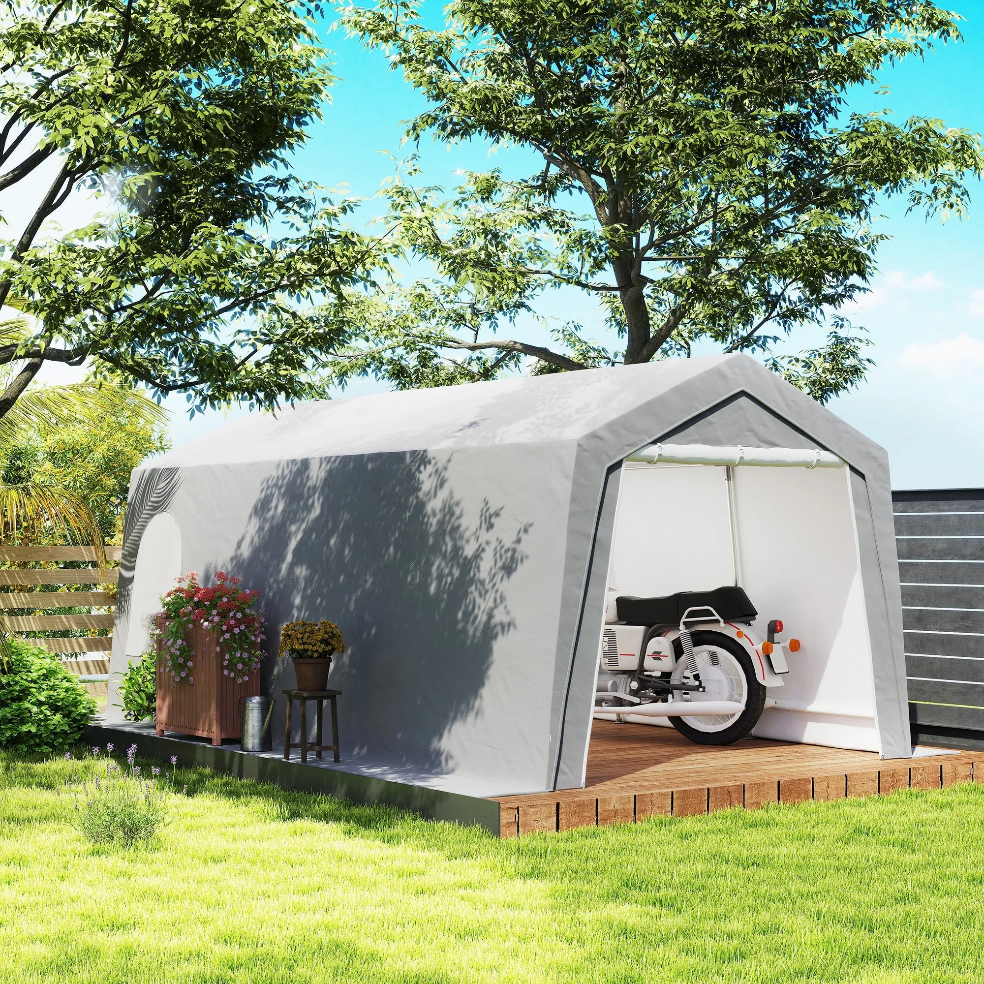 Rootz 3x6m Waterproof Garden Shed - Storage Tent - Outdoor Shelter - UV Resistant - Galvanized Metal Frame - 300x597x257cm