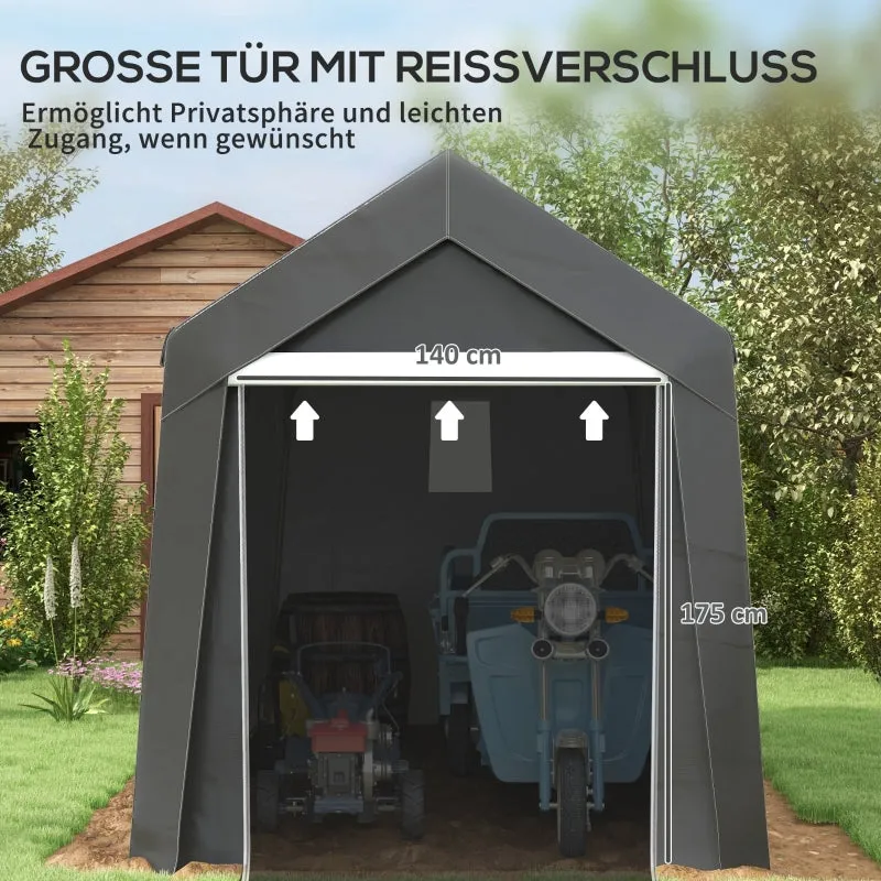 Rootz Garden Storage Tent - Bike Shed - Equipment Shelter - PE Tarpaulin - Galvanized Steel - 210cm x 360cm x 235cm