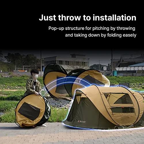 Roticamp Mobidic Camping Pop Up Tent 4-Person, Automatic Setup