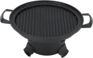 Round Tabletop Portable Grill, Portable Die Cast Aluminum Hibachi Grill, Camping Grill with Nonstick Baking Pan, Suitable for Outdoor Picnics and Camping