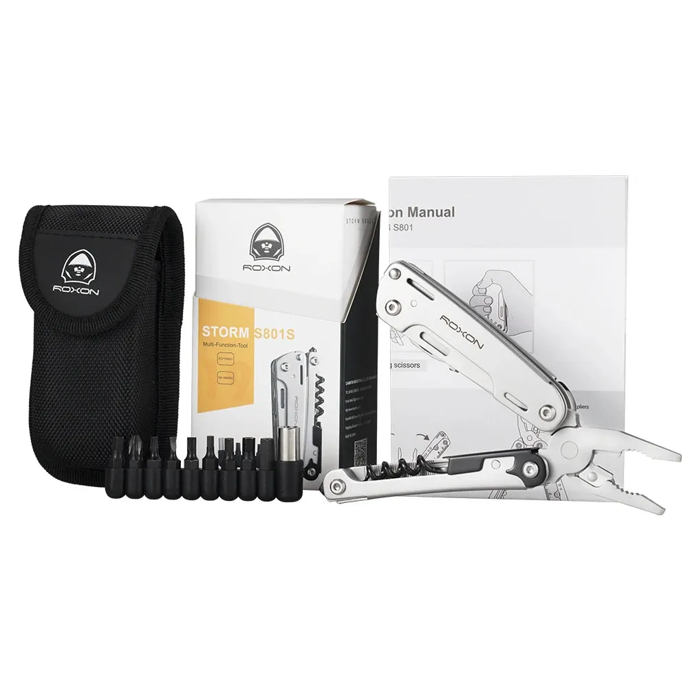 ROXON S801S 16-in-1 Multi-Tool with Pliers, Pocket Knife, and Screwdriver Set for Camping and Survival