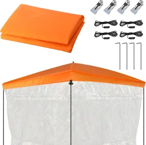 RunNico Blaze Orange Hunting Blind Cap, Hunting Blind Safety Cap Cover with Windproof Clips and Stakes, Orange Ground Blind Cap for Hub 4 Sides Hunting Ground Blinds