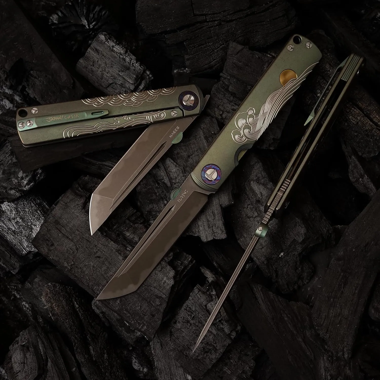 S35VN steel TC4 titanium alloy handle pocket folding knife, Japanese style can be preferred as a gift, camping, home, outdoor, EDC