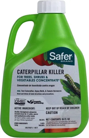 Safer Brand 5163 Caterpillar Killer II Concentrate, 16 Oz For Insects