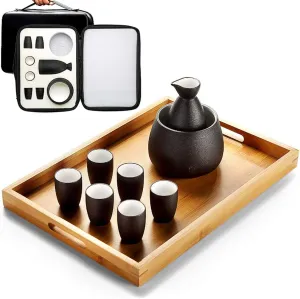 Saki Cups,Crafts Cup Ceramic, Japanese with Storage Bag Sake Cup Set 9 Pieces with Tray Traditional Porcelain Pottery Ceramic Cups Crafts Wine Glasses,10 Pieces of B