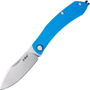 Sanrenmu Pocket Folding Knife with Clip 6.57" Opened Foldable 2.91" 12C27 Steel Blade Utility Knife G10 Handle for Outdoor Camping 7315 (Blue)