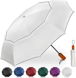 Satol Extra Large Golf Umbrella, 46/54/62 Inch Windproof 10 Ribs Vented Double Canopy Reflective Strips Automatic Open/Close Waterproof UV Protection Portable Compact Umbrella for Outdoor & Travel