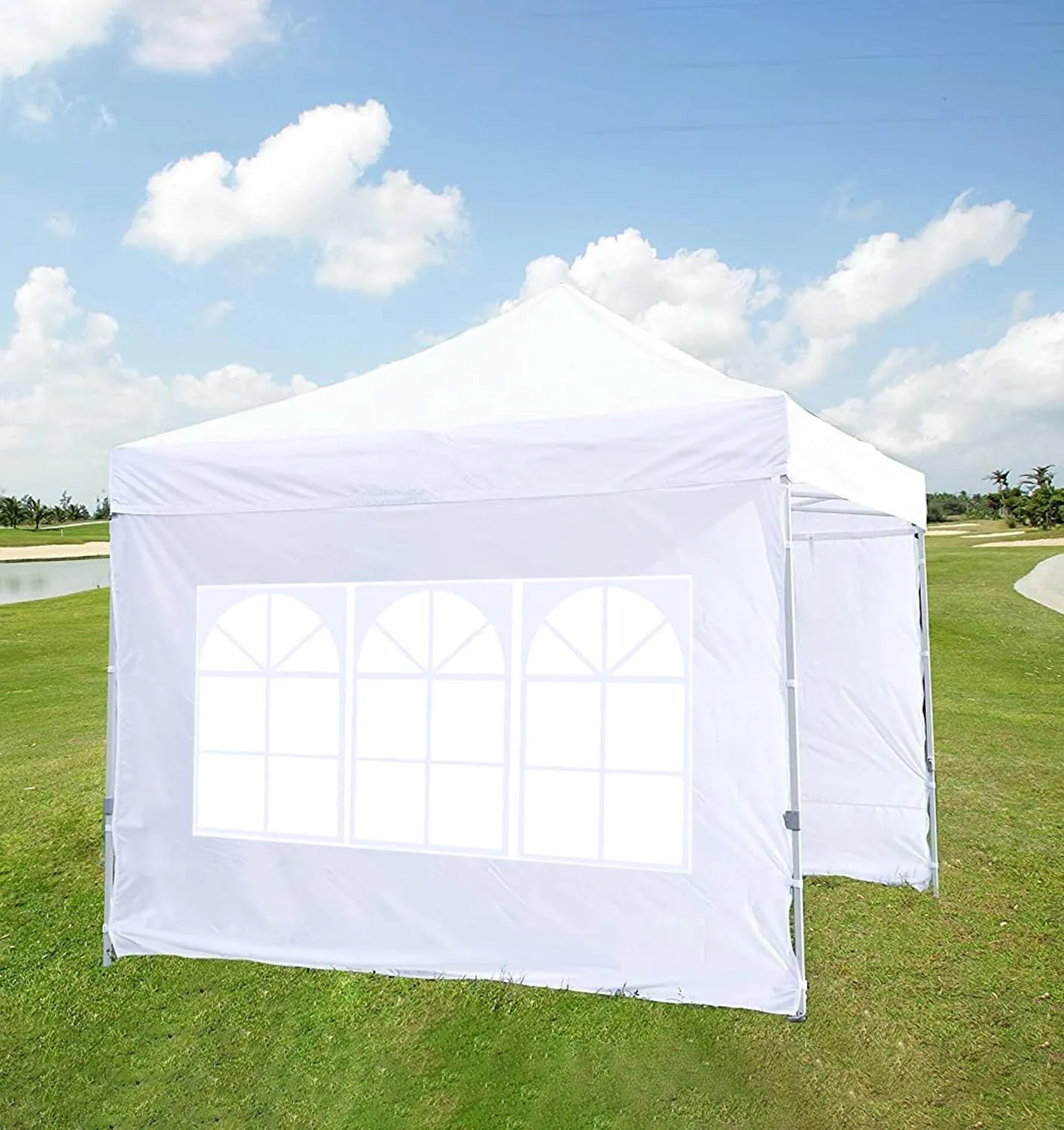 SCOCANOPY SideWall with Window for 10x10 Canopy Frame, 2 Pcs Sunwalls Only,White