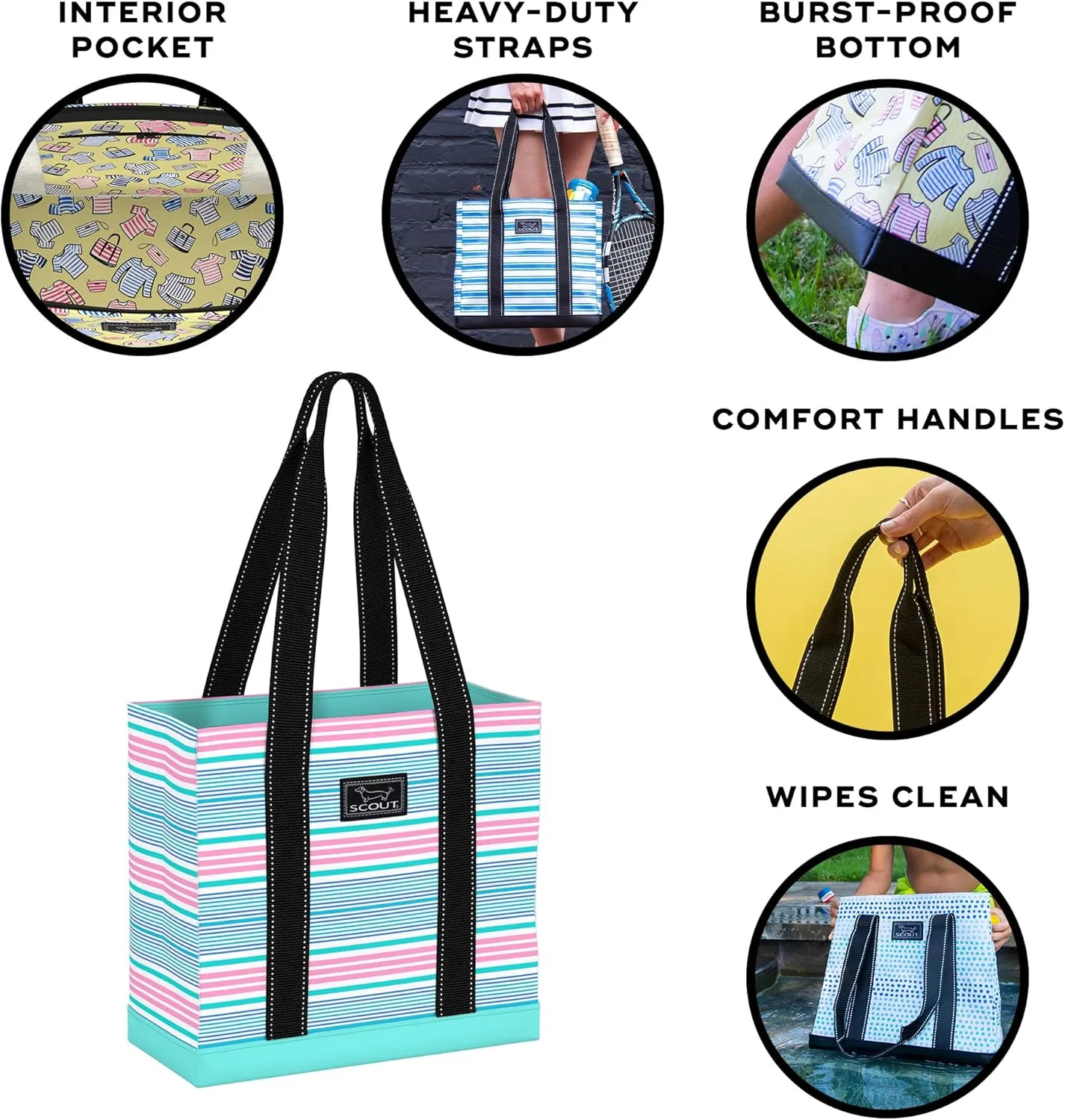SCOUT Mini Deano - Small, Lightweight, Open Top Utility Tote For Women with Inside Zipper Pocket - Work, Travel, Beach