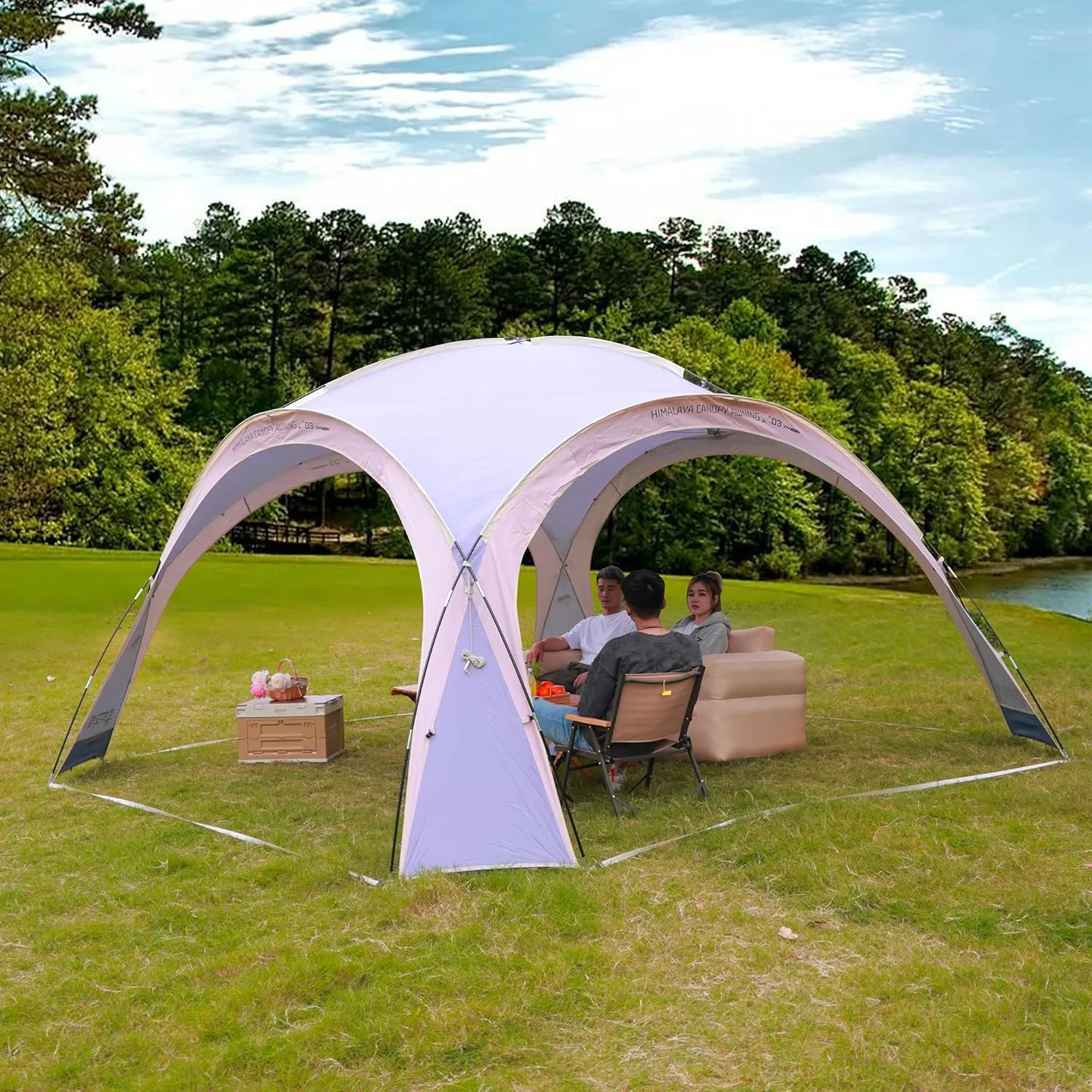 Screen House Tent Dome Tent 4-6 Person for Family Backpacking Waterproof Windproof Suitable for Outdoor Camping Quick with 3 Minute Setup (Taro Purple)