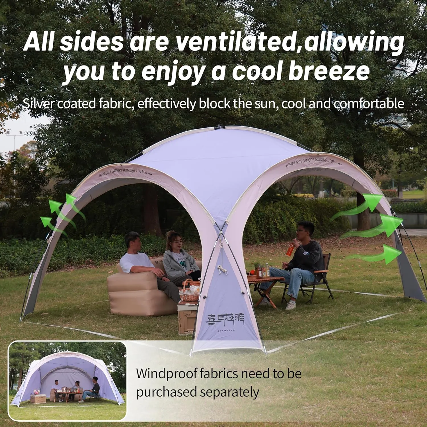 Screen House Tent Dome Tent 4-6 Person for Family Backpacking Waterproof Windproof Suitable for Outdoor Camping Quick with 3 Minute Setup (Taro Purple)