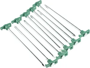 SE Heavy-Duty Metal Tent Pegs Stake Set - 10-Pack, 10.5" Galvanized Steel Pegs for Secure Anchoring in Various Terrains - 9NRC10