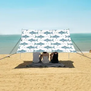 Sea Fish Water Bubbles Beach Canopy Tent Anti-UV & Wind Resistant, Camping Sun Shelter Easy Setup Portable,Outdoor Shade Tents with Sandbags,Sand Shovels,Ground Pegs & Stability Poles