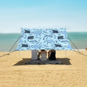 Sea Ray Fish Manta Ray Beach Canopy Tent Anti-UV & Wind Resistant, Camping Sun Shelter Easy Setup Portable,Outdoor Shade Tents with Sandbags,Sand Shovels,Ground Pegs & Stability Poles