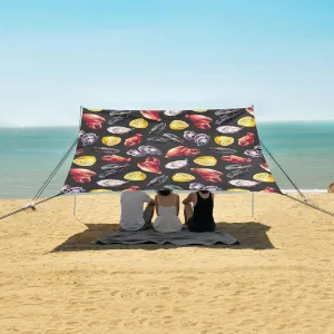Seafood Lemon Shrimp Beach Camping Tent Sun Shelter for Whole Family, Beach Shade Canopy with UPF50  UV Protection,Easy Set Up and Carry,Outdoor Shade for Trips, Fishing, Backyard Fun Picnics