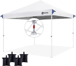 Sekey 10x10 Pop Up Canopy Tent with 1 Push Setup, Instant Outdoor Gazebo for Events, 420D Silver Coated Top, 4 Weight Bags