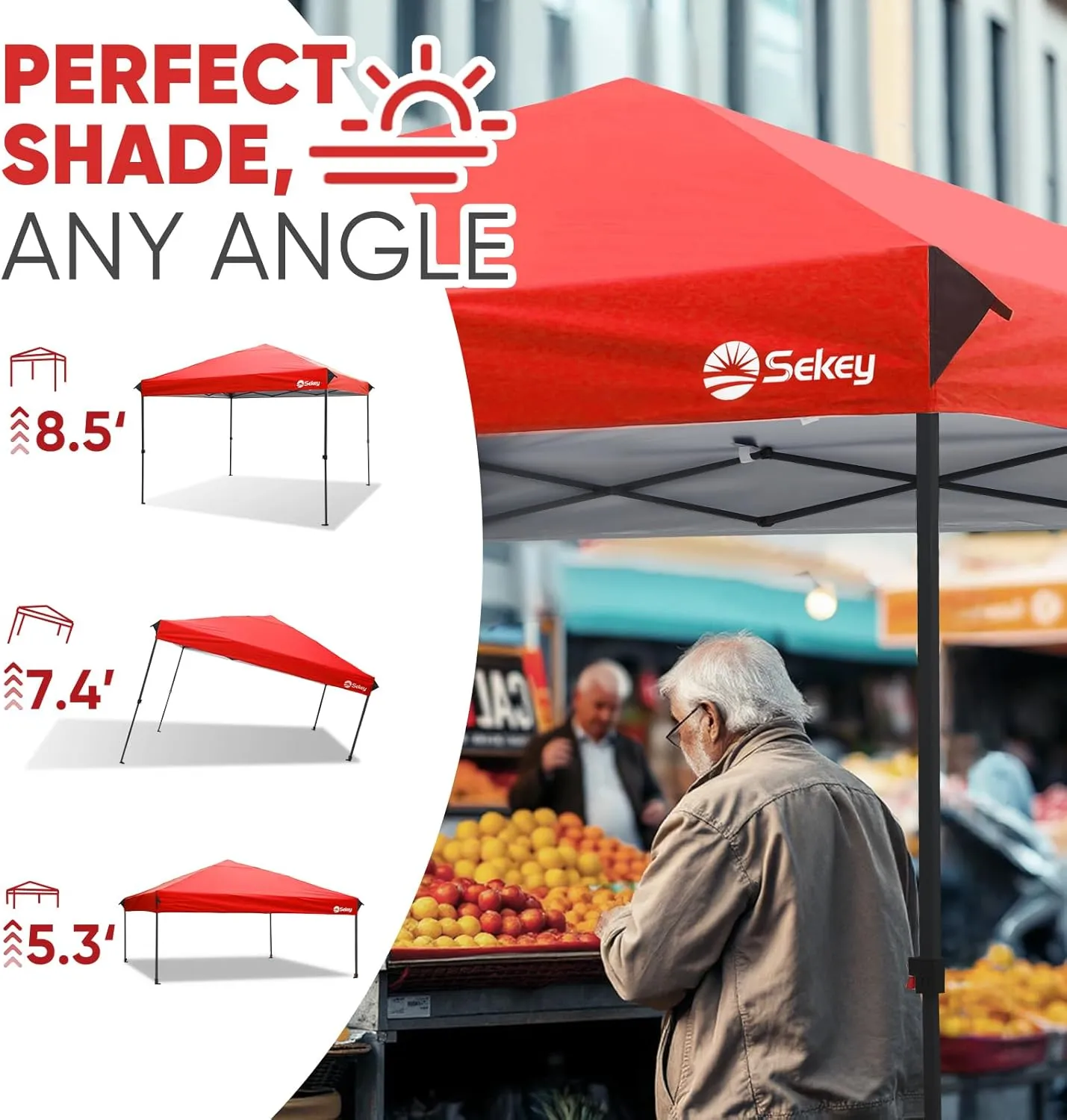 Sekey 10x10 Pop Up Canopy Tent with 1 Push Setup, Instant Outdoor Gazebo for Events, 420D Silver Coated Top, 4 Weight Bags
