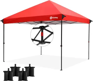 Sekey 10x10 Pop Up Canopy Tent with 1 Push Setup, Instant Outdoor Gazebo for Events, 420D Silver Coated Top, 4 Weight Bags