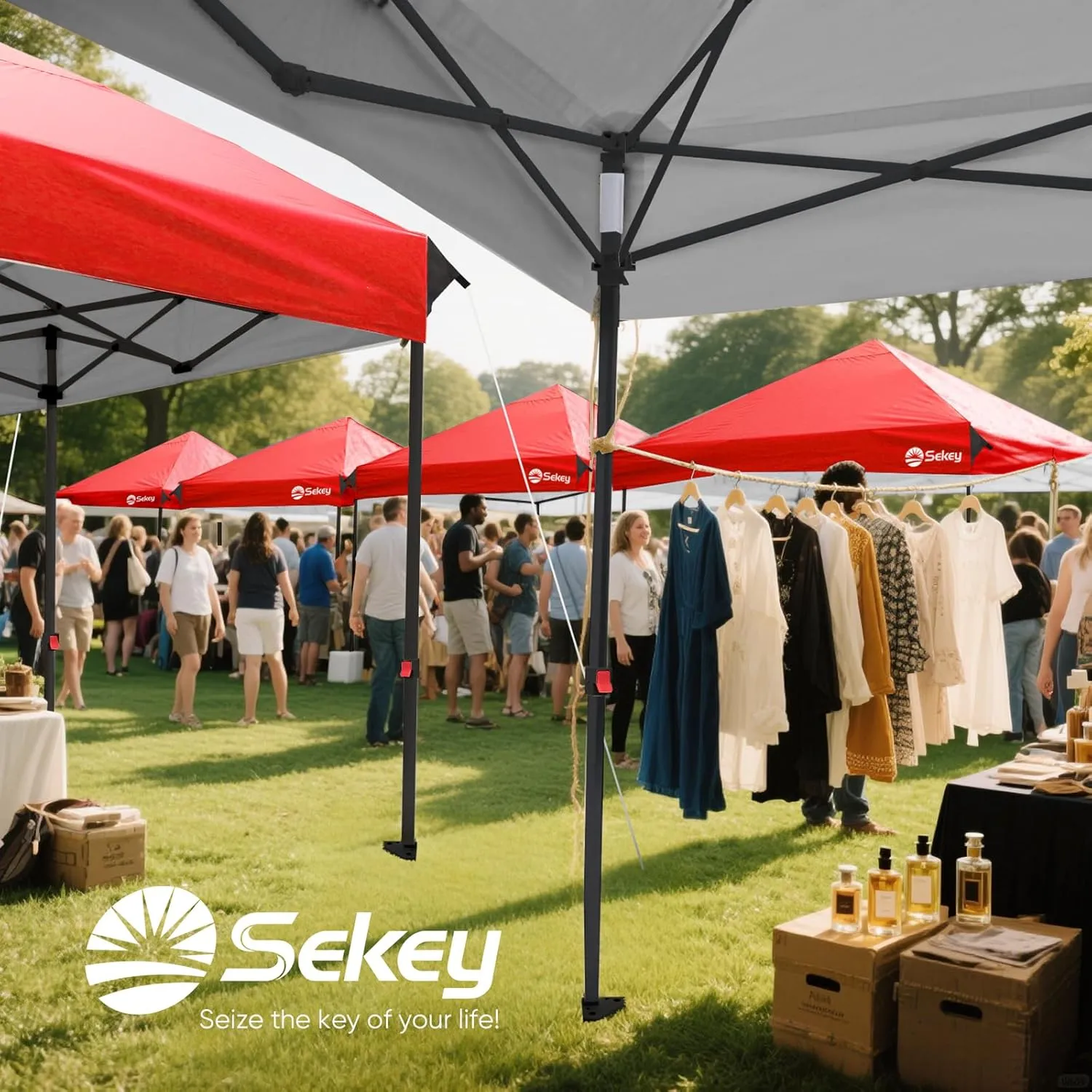 Sekey 10x10 Pop Up Canopy Tent with 1 Push Setup, Instant Outdoor Gazebo for Events, 420D Silver Coated Top, 4 Weight Bags