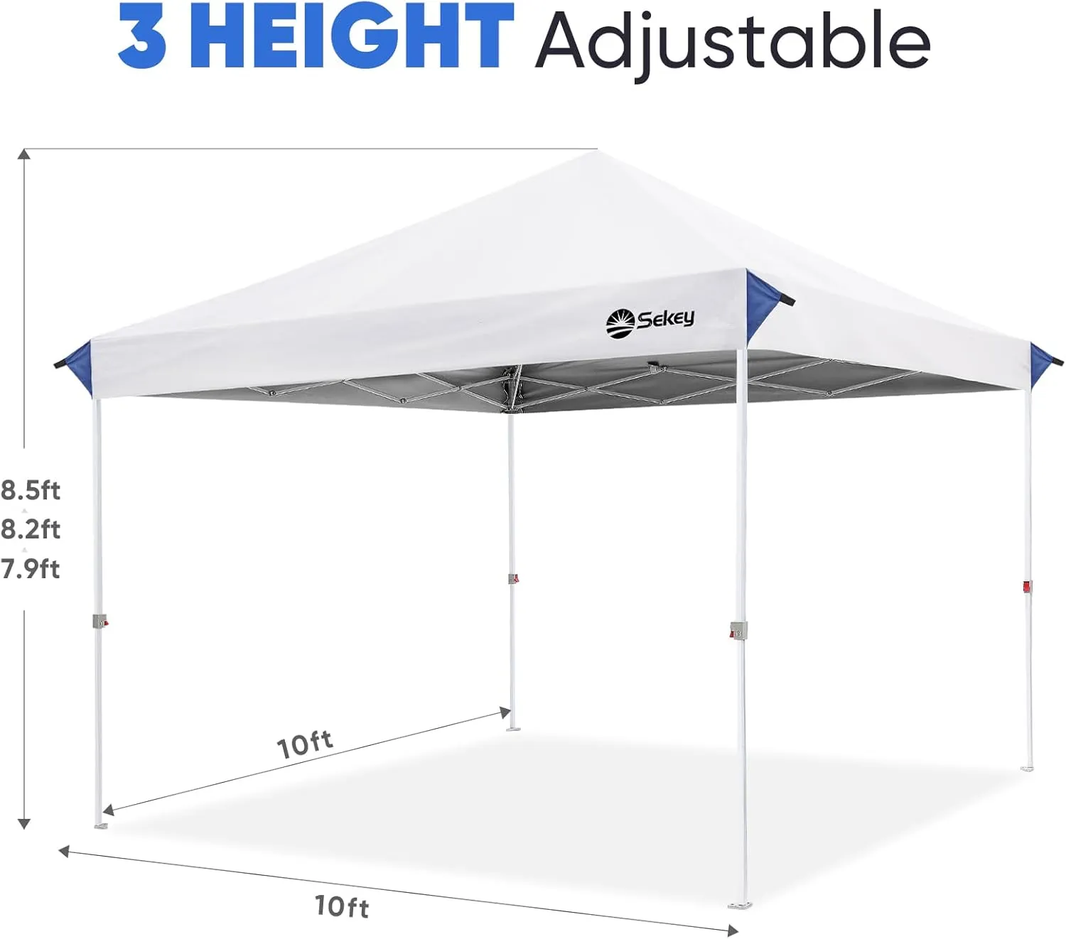 Sekey 10x10 Pop Up Canopy Tent with 1 Push Setup, Instant Outdoor Gazebo for Events, 420D Silver Coated Top, 4 Weight Bags