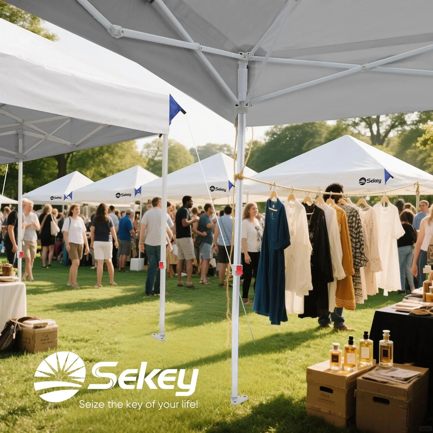 Sekey 10x10 Pop Up Canopy Tent with 1 Push Setup, Instant Outdoor Gazebo for Events, 420D Silver Coated Top, 4 Weight Bags