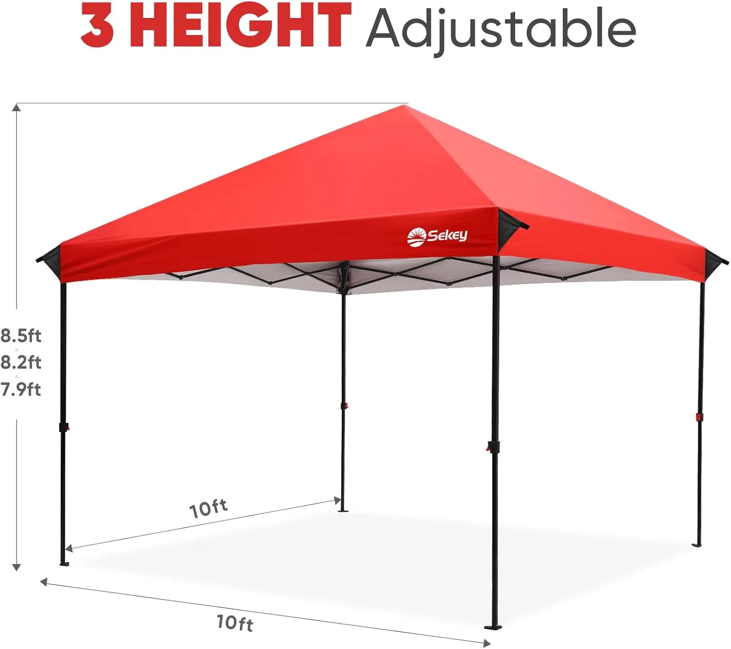 Sekey 10x10 Pop Up Canopy Tent with 1 Push Setup, Instant Outdoor Gazebo for Events, 420D Silver Coated Top, 4 Weight Bags