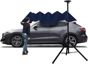 Semi-Automatic Folded Car Tent,Movable Carport Portable Car Protection Canopy with Sun Shade Anti-UV, Water-Proof, Proof Wind Snow (Silver and Blue) with Bracket