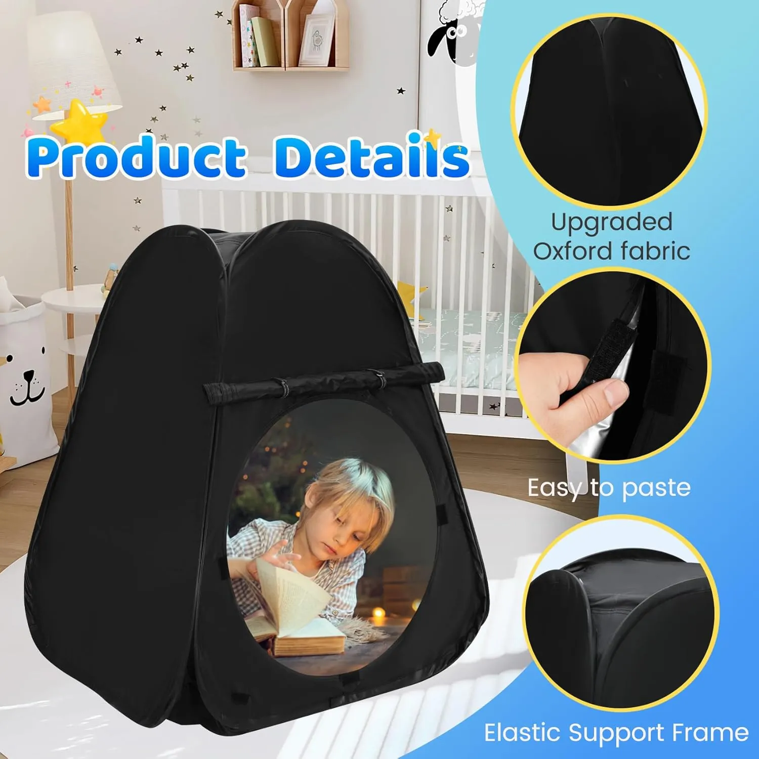 Sensory Tent for Kids 30.7 * 30.7 * 34.6 in - Portable Pop-up Play Tent for Calming Down & Improving Focus - Ideal for Children with Autism, ADHD, & Sensory Processing Disorder (SPD)