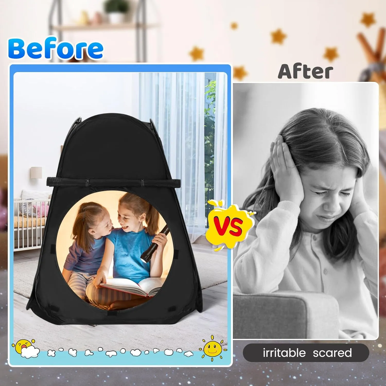 Sensory Tent for Kids 30.7 * 30.7 * 34.6 in - Portable Pop-up Play Tent for Calming Down & Improving Focus - Ideal for Children with Autism, ADHD, & Sensory Processing Disorder (SPD)