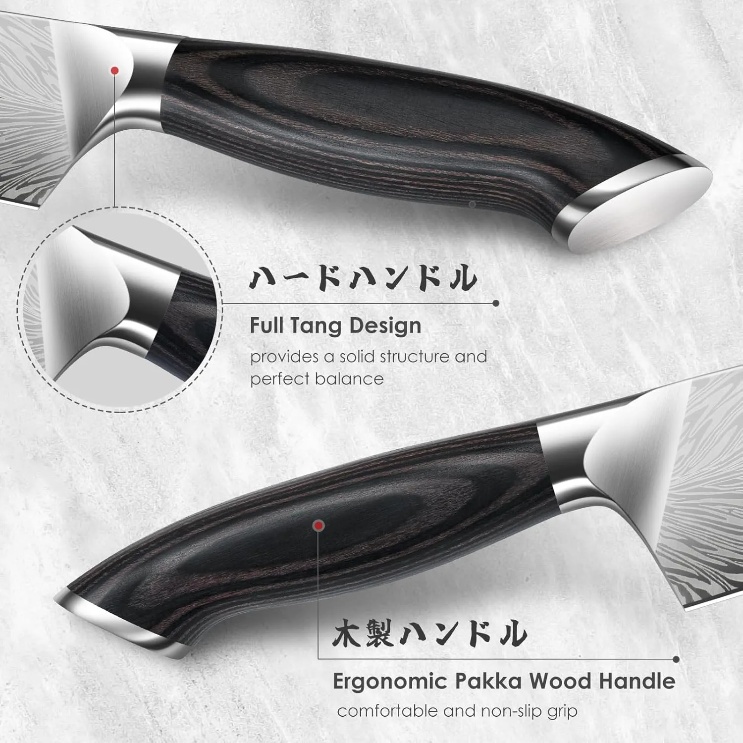 SHAN ZU 3PCS Kitchen Knife Set,Chef Knife Sets in Powder Steel, Ultra Sharp Japanese Knives Set High Carbon Steel Knives Sets, Cooking Knives Set with Ergonomic Pakkawood Handle
