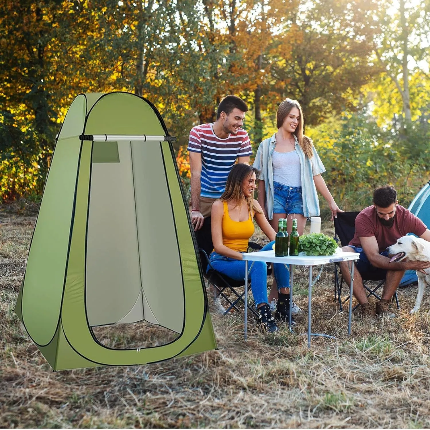 Shower Tent - Large Instant Pop Up Shelters, Privacy Changing Room | Easy Set Up V/rain Shelter Warm Bathing, Lightweight Camping Dressing Outdoor Shower Enclosure Foldable Sun Canopy
