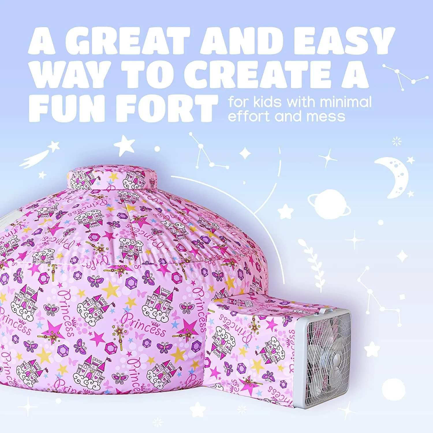 Skywin Inflatable Air Tent for Kids (77” x 50”), Perfect for Social or Solo Imaginative Play, Blow Up Tent, Sets Up and Stores Away in Seconds, Toddler Playhouse (Fan NOT Included) (Princess Pink)