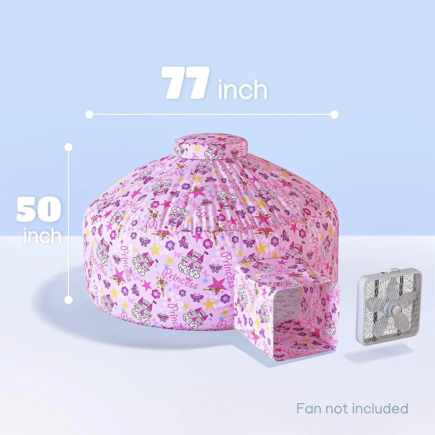 Skywin Inflatable Air Tent for Kids (77” x 50”), Perfect for Social or Solo Imaginative Play, Blow Up Tent, Sets Up and Stores Away in Seconds, Toddler Playhouse (Fan NOT Included) (Princess Pink)
