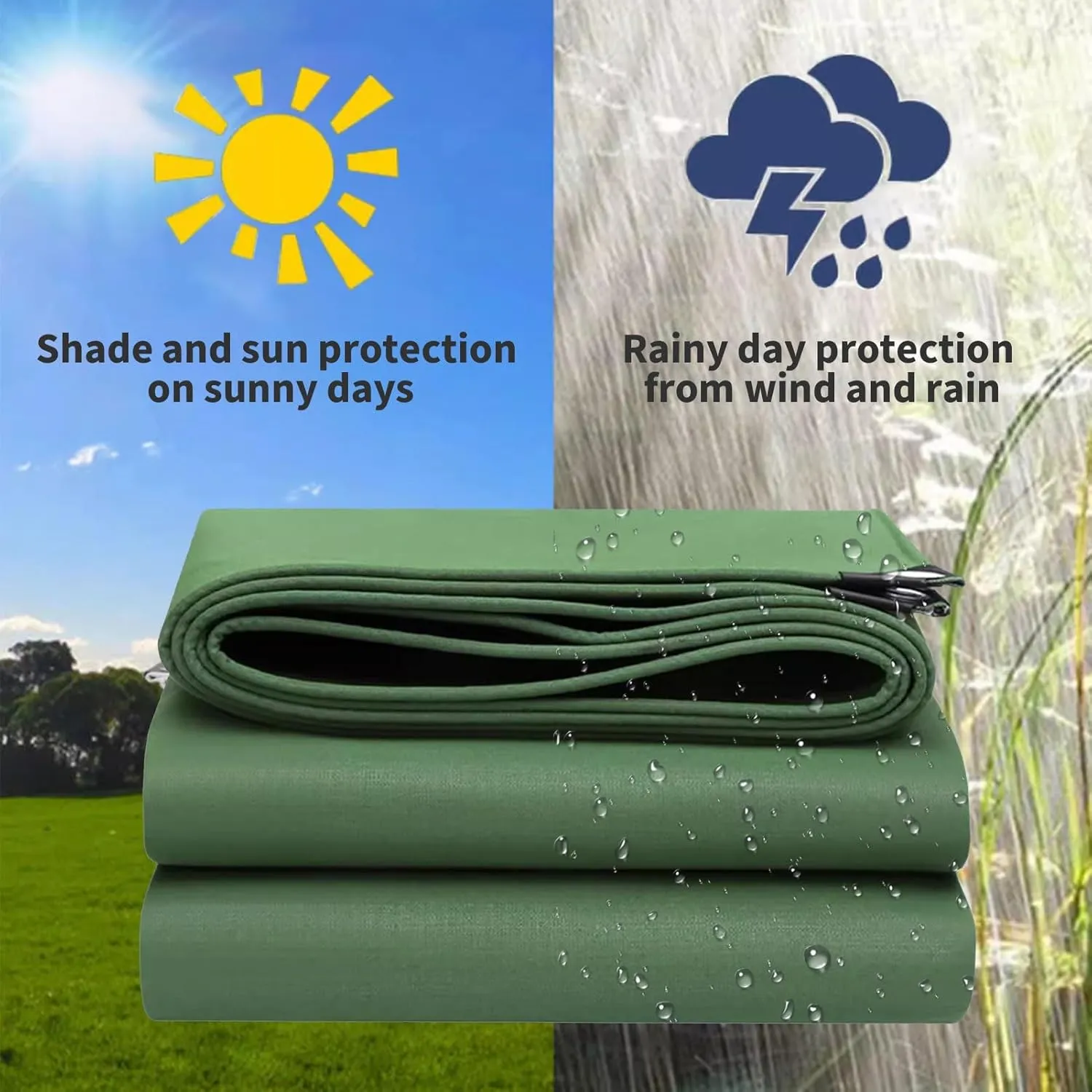 Small Multipurpose Cover, Heavy Duty 600g/m² Tarp with Eyelets, Green Canvas Cover for Outdoor Camping Ground Sheet(1x4m)