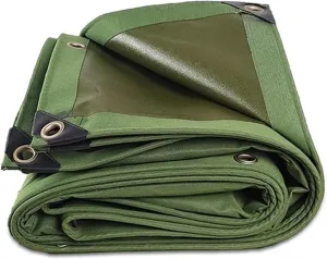 Small Multipurpose Cover, Heavy Duty 600g/m² Tarp with Eyelets, Green Canvas Cover for Outdoor Camping Ground Sheet(1x4m)