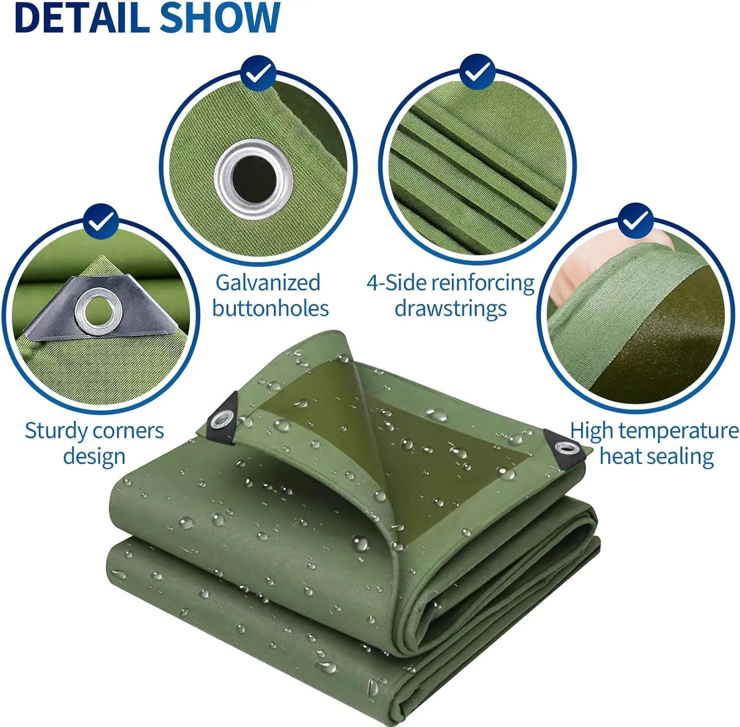 Small Multipurpose Cover, Heavy Duty 600g/m² Tarp with Eyelets, Green Canvas Cover for Outdoor Camping Ground Sheet(1x4m)