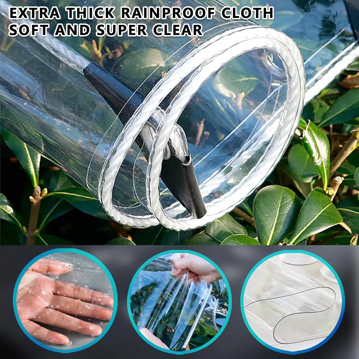 Small Multipurpose Cover, Heavy Duty Clear Tarps Sheet Cover Plastic Sheeting with Eyelets，PVC Transparent Sheet for Outdoor Use(2.4x3m)
