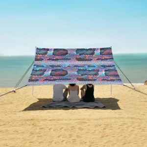 Snake Scales Beach Canopy Tent Anti-UV & Wind Resistant, Wildlife Skin Camping Sun Shelter Easy Setup Portable,Outdoor Shade Tents with Sandbags,Sand Shovels,Ground Pegs & Stability Poles