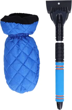 Snow Shovel,Retractable Ice Scraper with Warm Sleeve,Portable Snow Scraper,Perfect Snow Shovel for Car, Camping and Other Outdoor Activities, Blue