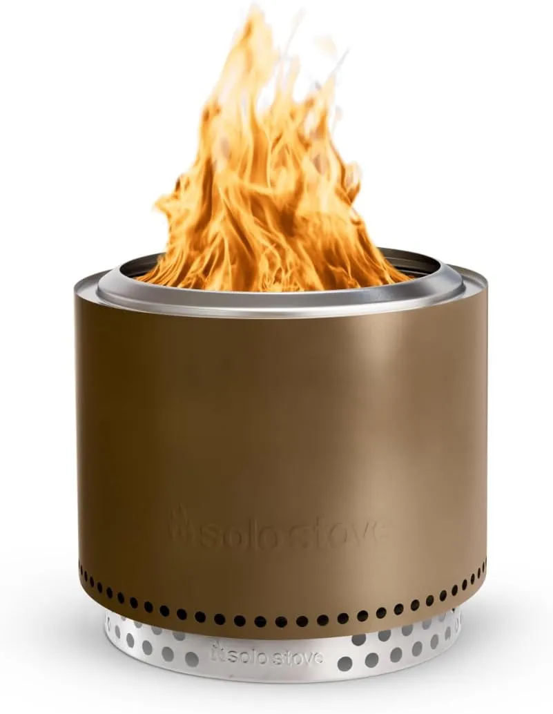 Solo Stove Bonfire 2.0 with Stand, 19.5 Inch Smokeless Fire Pit with Removable Ash Pan - Portable Outdoor Fire Pit - Stainless Steel Wood Burning Fireplace, Ideal for 4-6 People, 21.75 lbs, Bronze