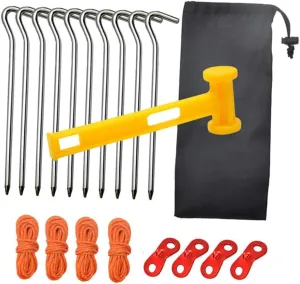 Sosoport Camping Tarp Guyline Adjusters 20pcs Tent Accessories Kit Reflective Ropes Wind Buckles Tighteners for Hiking