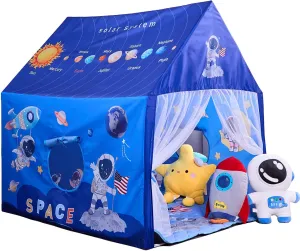 Space Rocket Ship Kids Tent with Mat, Star Lights for Boys & Girls Aged 3  Toddler for Indoor Outdoor Playhouse Tent Set Sizes 47×46.8×38.1In,Washable