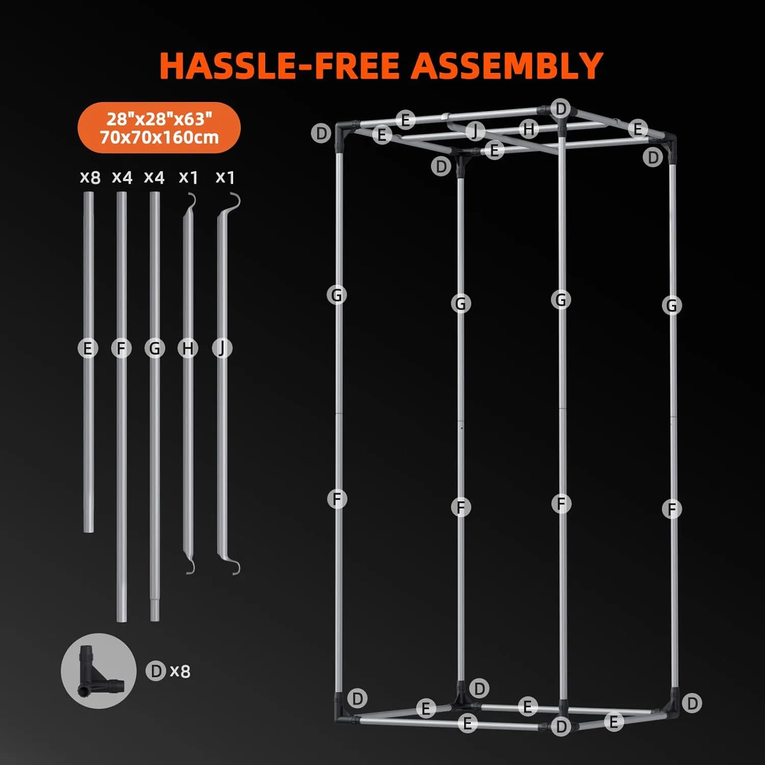 Spider Farmer 2.3x2.3x5.2 Grow Tent Pro-Grade, 28"x28"x63", with Observation Window Floor Tray, 1680D Thicken Mylar Canvas, 2x2 for Indoor Hydroponic Growing for SF1000, SE1500, G1500
