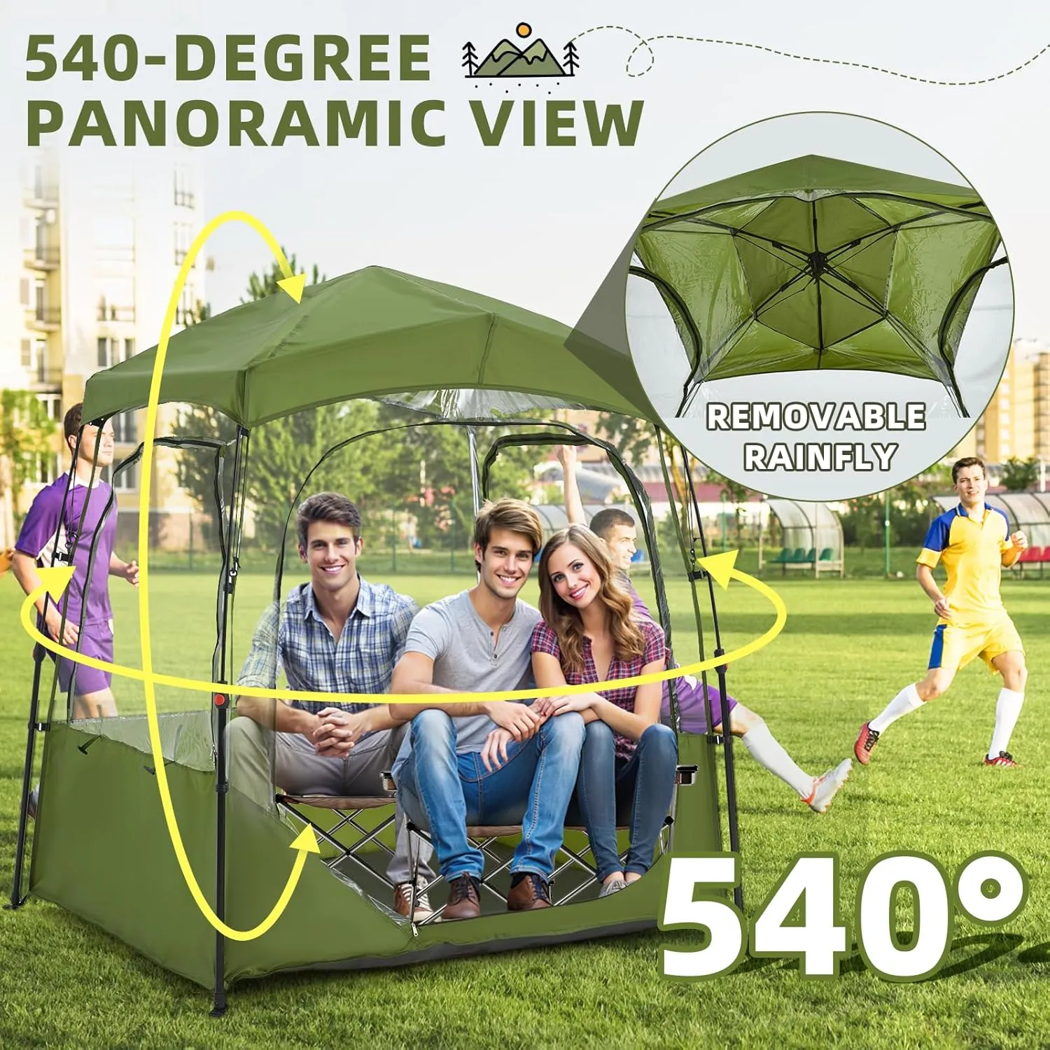 Sports Tent 2/3/4 Person, Instant Weather Proof Bubble Tent with Carry Bag, 540° Clear View Portable & Foldable Pop Up Tents Shelter for Watching Sports Events, Camping, Fishing