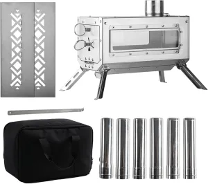 Stainless Steel Folding Tent Stove Portable Outdoor Wood Burning Stove with Chimney Pipe