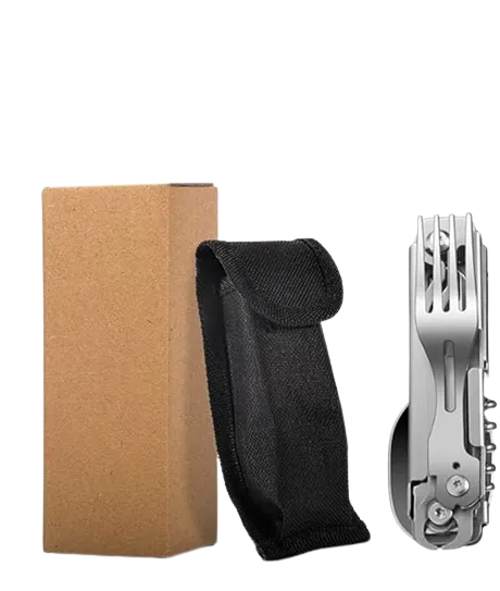 Stainless Steel Multi-Functional Table Spoon and Knife Outdoor Camping Folding