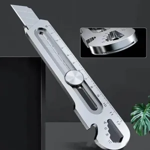 Stainless Steel Retractable Snap-Off Utility Knife - 6-in-1 Heavy Duty Tool