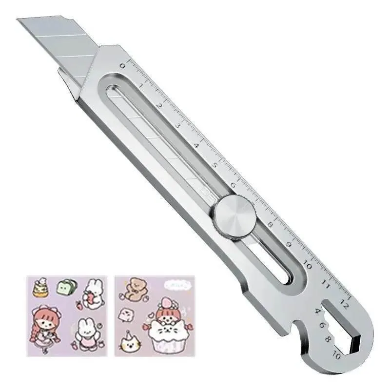 Stainless Steel Retractable Snap-Off Utility Knife - 6-in-1 Heavy Duty Tool